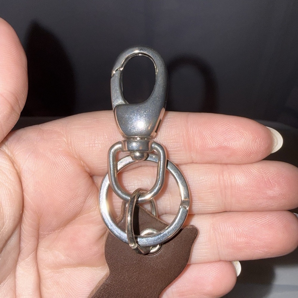 Leather Cat Kitty Keychain Bag Charm Dark Brown Gift for Cat Lovers - Picture 4 of 8